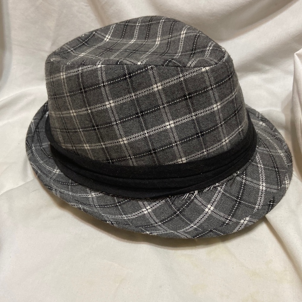 S/M Plaid Hat by JFK Headwear with side studs clean